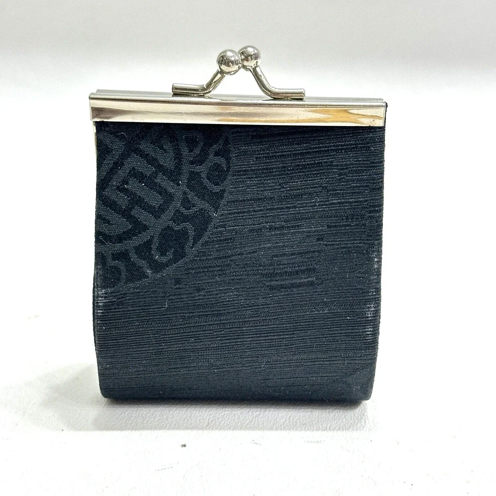Black Mandala Change Coin Purse Pouch Silver Tone Kiss Lock Hinged
